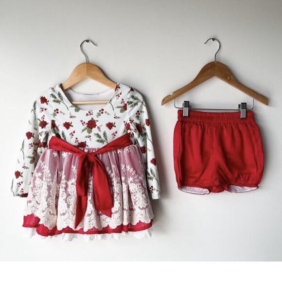 NWT Love & Grow Pretty Poinsettia Emery Set 4T - Picture 6 of 9